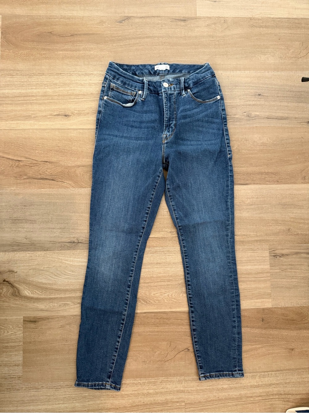 Good American High-Rise Dark Blue Stretch Jeans